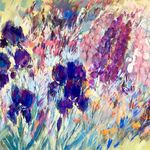 Irises and Camassias - Acrylic and Mixed Media on Canvas - 80 x 100 cm