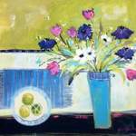 'Still Life with Tulips and Anemones' - Acrylic on Canvas - 64 x 64 SOLD