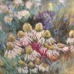 Echinacea Border - Acrylic/Mixed Media on Canvas