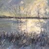 Winter Trees by the Lake - Mixed media on Canvas - 50 x 100 cm