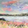 Pink Skies over Rutland 40' x 12" Mixed media on Canvas