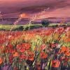Poppy Fields at Sunset 10" x 12" Mixed Media